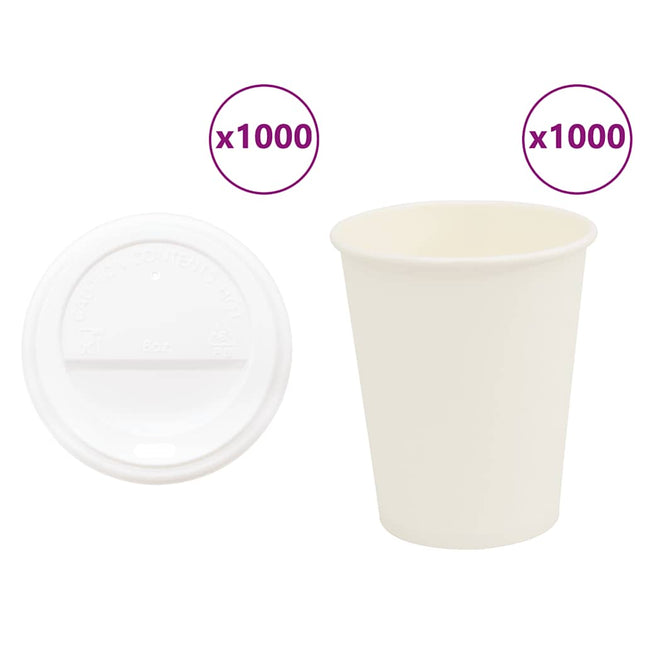 Tazze da CaffÃƒÂ¨ in Carta con Coperchi 1000 pz 8oz 200 ml