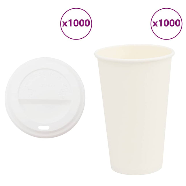 Tazze da CaffÃ¨ in Carta con Coperchi 1000 pz 16oz 400 ml