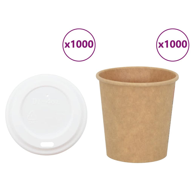 Tazze da CaffÃ¨ in Carta con Coperchi 1000 pz 4oz 100 ml