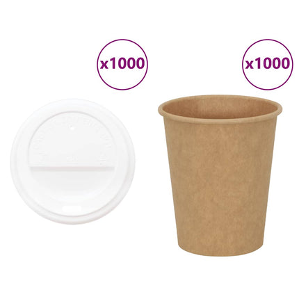 Tazze da CaffÃƒÂ¨ in Carta con Coperchi 1000 pz 8oz 200 ml