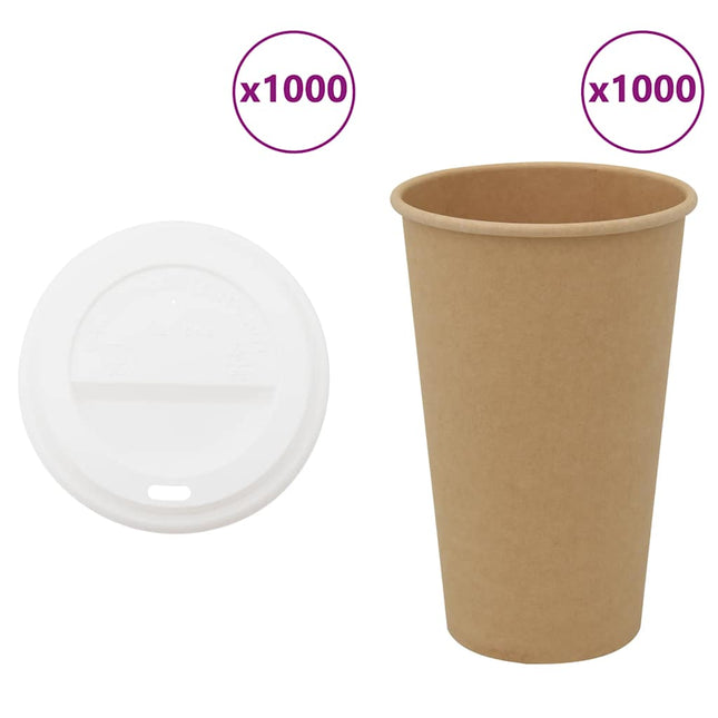Tazze da CaffÃ¨ in Carta con Coperchi 1000 pz 16oz 400 ml