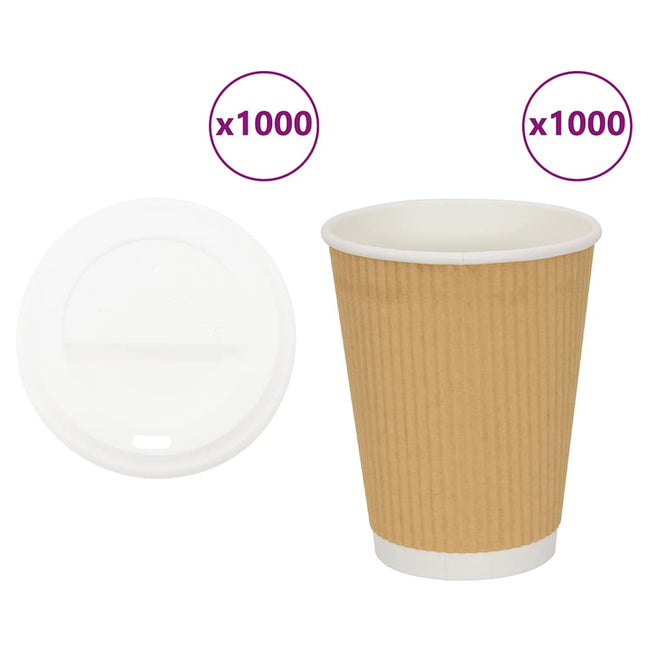 Tazze da CaffÃ¨ in Carta con Coperchi 1000 pz 12oz 300 ml