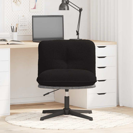 Sedia da Ufficio Girevole in Tessuto Riccio Nero Effetto Lana