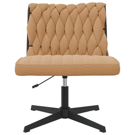 Sedia da Ufficio Girevole in Tessuto Riccio Beige Effetto Lana