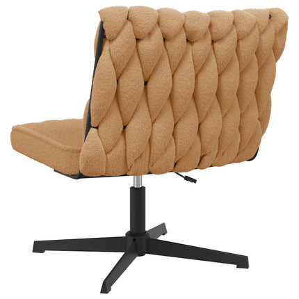 Sedia da Ufficio Girevole in Tessuto Riccio Beige Effetto Lana