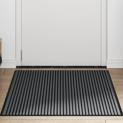 Zerbino a Strisce Nere e Grigie 90x120 cm