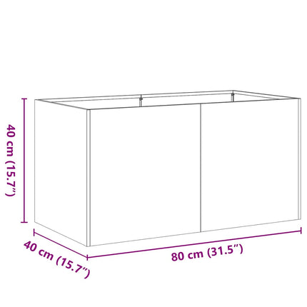 Fioriera Arrugginita 80x40x40 cm in Acciaio Corten
