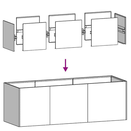 Fioriera Antracite 120x40x40 cm in Acciaio Laminato a Freddo