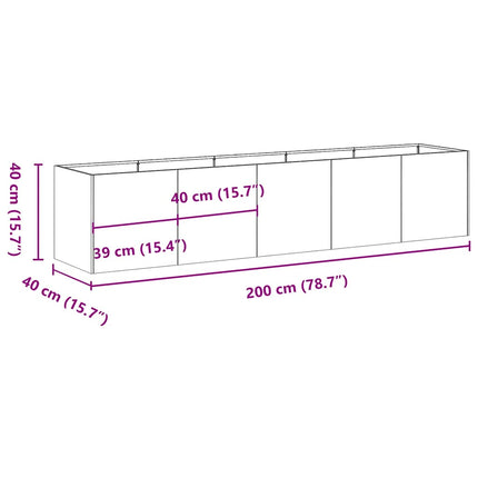 Fioriera Antracite 200x40x40 cm in Acciaio Laminato a Freddo