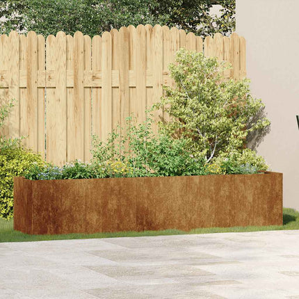 Fioriera Arrugginita 200x40x40 cm in Acciaio Corten
