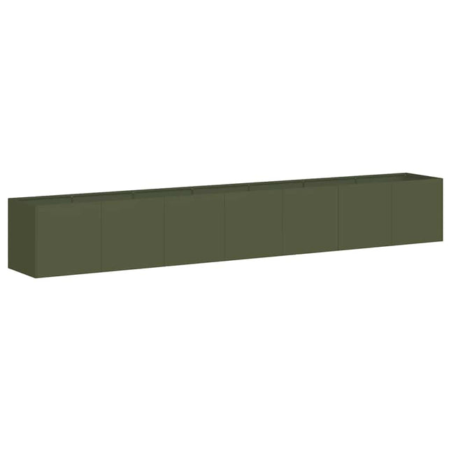 Fioriera Verde Oliva 280x40x40 cm in Acciaio Laminato a Freddo