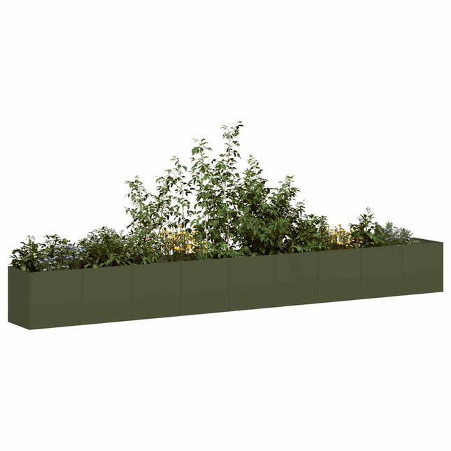 Fioriera Verde Oliva 360x40x40 cm in Acciaio Laminato a Freddo
