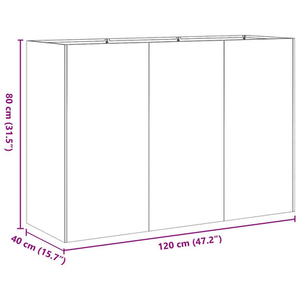Fioriera 120x40x80 cm in Acciaio Zincato