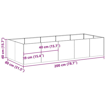 Fioriera 200x80x40 cm in Acciaio Inox
