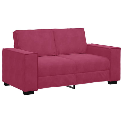 Set di Divani 2 pz con Cuscini Rosso Vino in Velluto