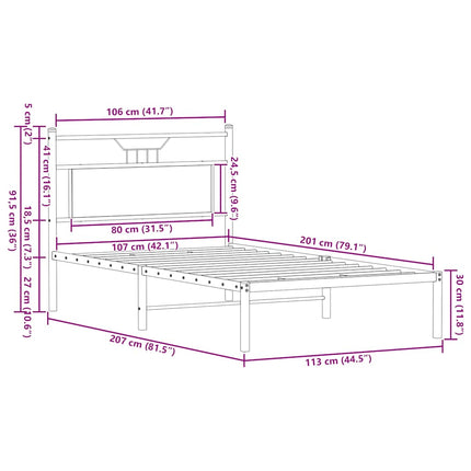 Giroletto senza Materasso Rovere Fumo 107x203 cm in Truciolato