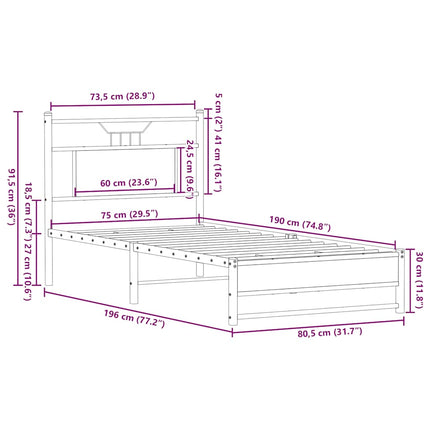Giroletto senza Materasso Rovere Fumo 75x190 cm in Truciolato