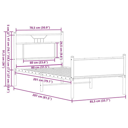 Giroletto senza Materasso Rovere Fumo 80x200 cm in Truciolato