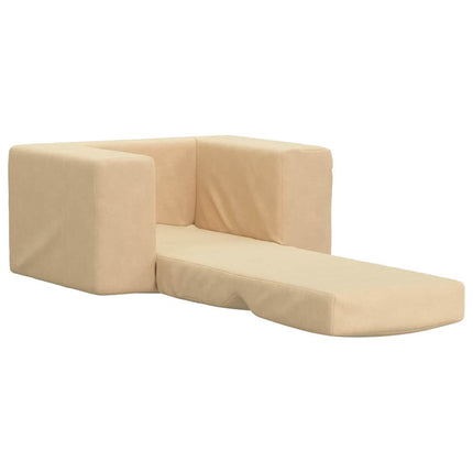 Divano Letto per Bambini Crema in Morbido Peluche