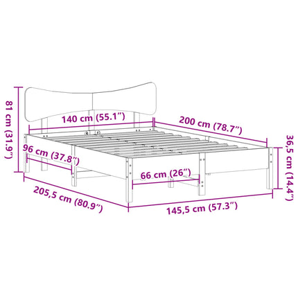 Giroletto senza Materasso Bianco 140x200 cm Legno Massello Pino