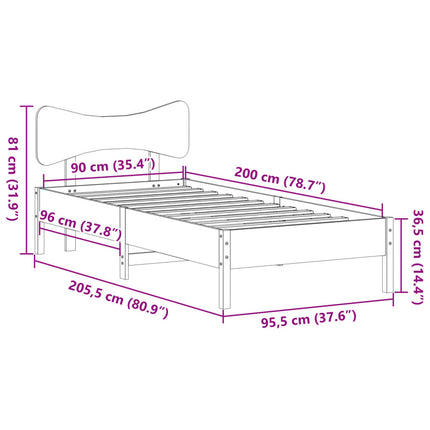 Giroletto senza Materasso Marrone Cera 90x200 cm Massello Pino