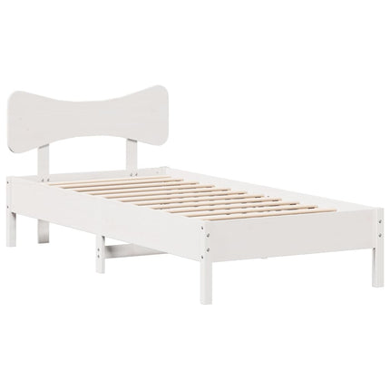 Letto senza Materasso Bianco 90x190 cm in Legno Massello Pino