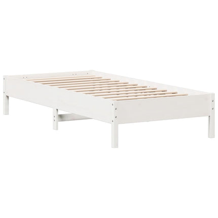 Letto senza Materasso Bianco 90x190 cm in Legno Massello Pino