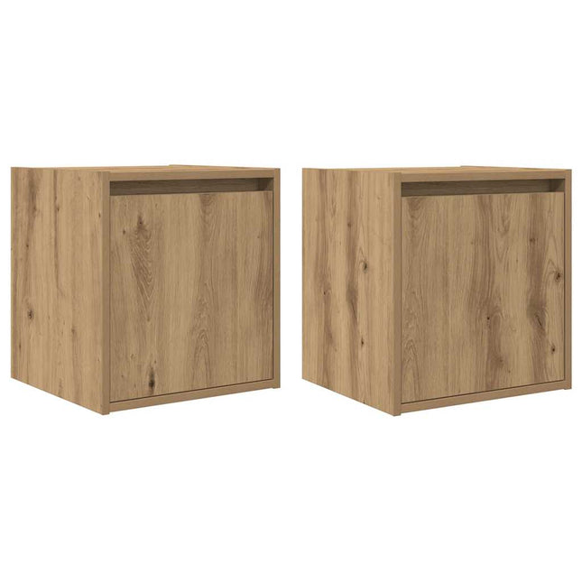 Comodini a Muro 2 pz Rovere Artigianale 38x34x40 cm