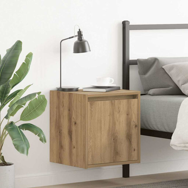 Comodini a Muro 2 pz Rovere Artigianale 38x34x40 cm