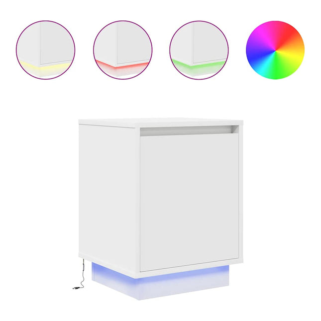 Comodino con Luci a LED Bianco 38x34x50 cm