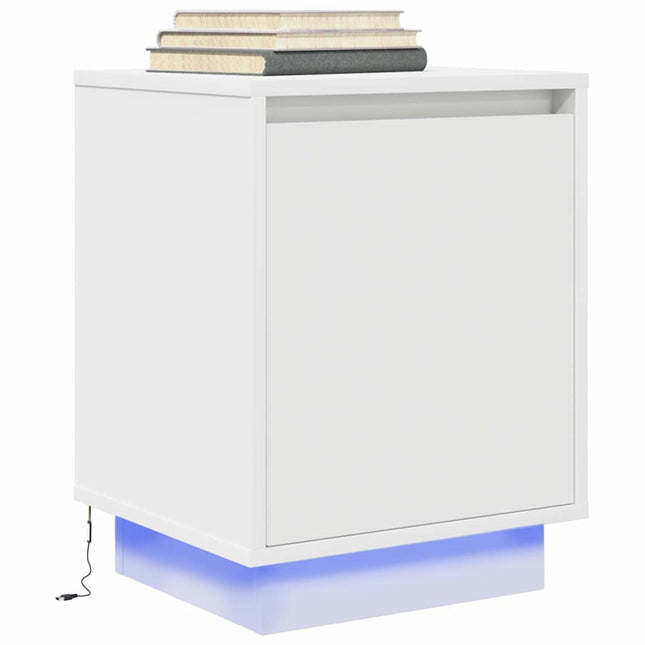 Comodino con Luci a LED Bianco 38x34x50 cm