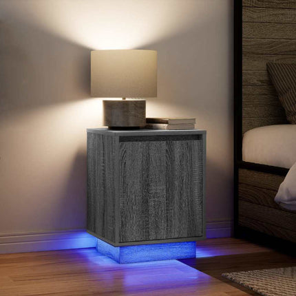 Comodini con Luci a LED 2 pz Grigio Sonoma 38x34x50 cm