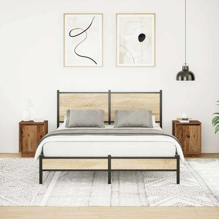 Comodini con Luci a LED 2 pz Legno Antico 38x34x50 cm