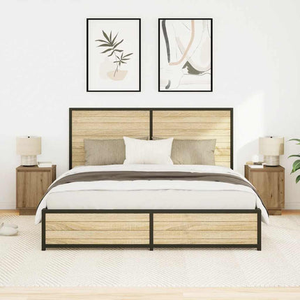 Comodini con Luci a LED 2 pz Rovere Artigianale 38x34x50 cm