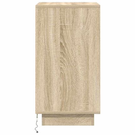 Comodino con Luci LED Rovere Sonoma 38x34x65 cm