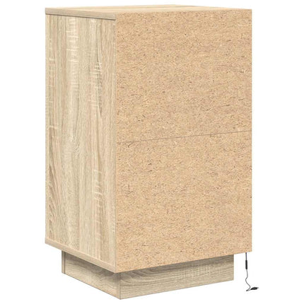 Comodino con Luci LED Rovere Sonoma 38x34x65 cm