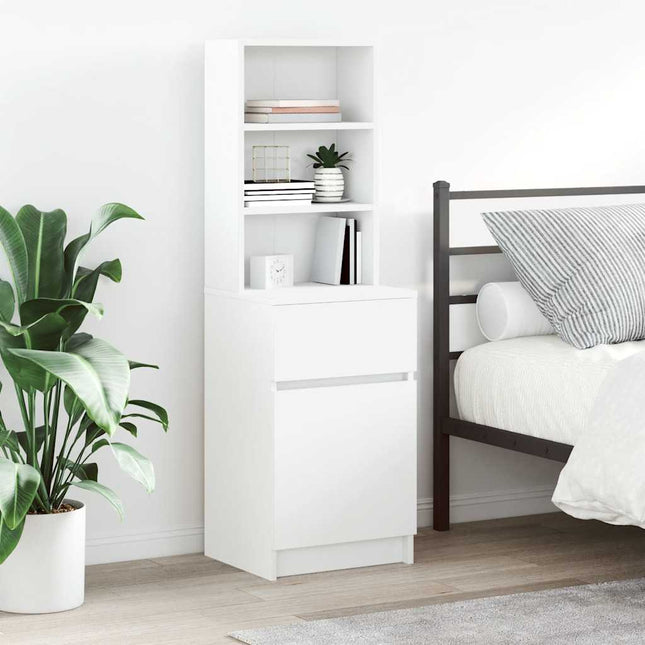 Comodino Bianco 39x35x125 cm in Legno Multistrato