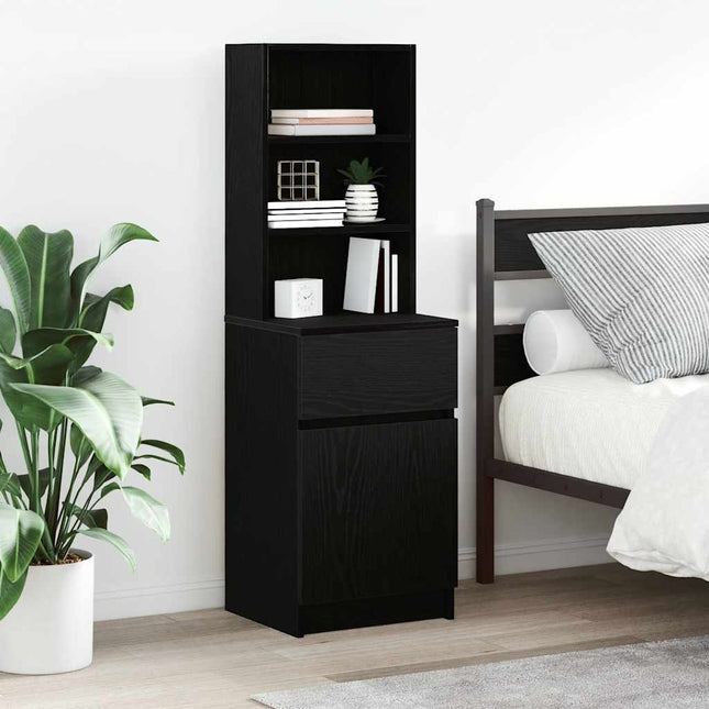 Comodino Nero 39x35x125 cm in Legno Multistrato