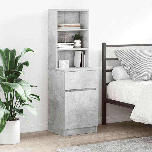 Comodino Grigio Cemento 39x35x125 cm in Legno Multistrato