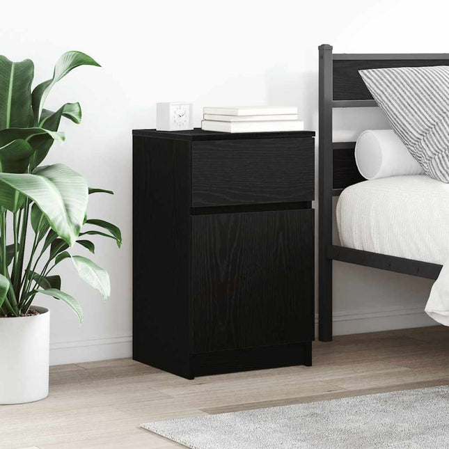 Comodini 2pz Neri 39x35x65 cm in Legno Multistrato