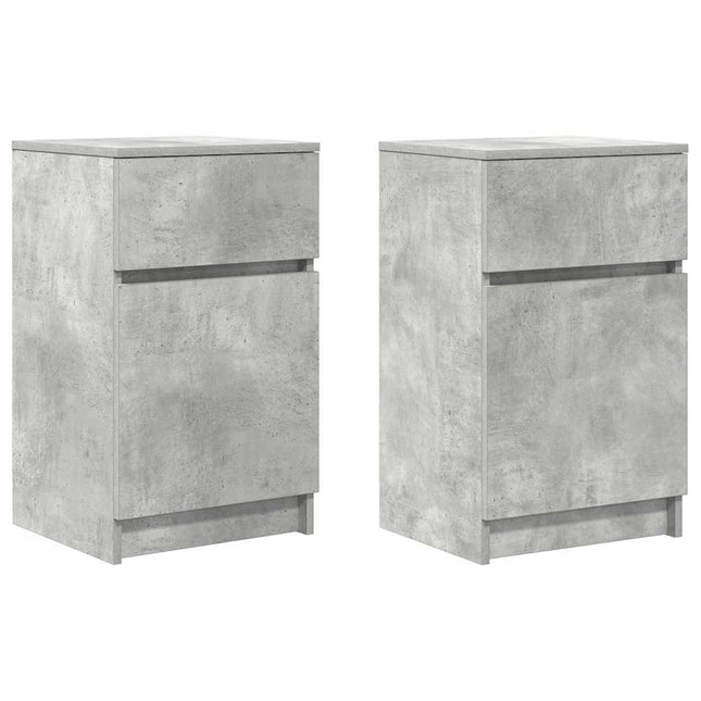 Comodini 2 pz Grigio Cemento 39x35x65 cm in Legno Multistrato