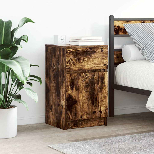 Comodino Rovere Fumo 39x35x65 cm in Legno Multistrato