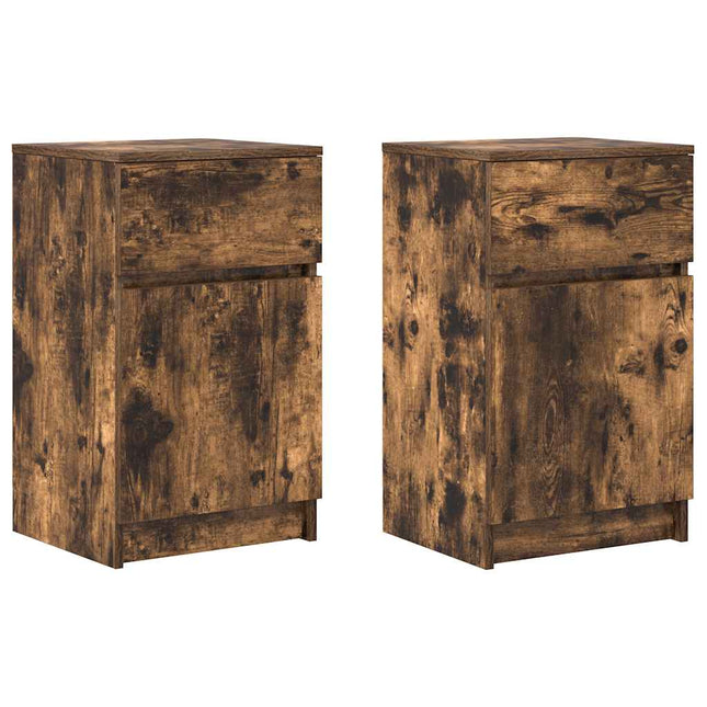 Comodini 2 pz Rovere Fumo 39x35x65 cm in Legno Multistrato