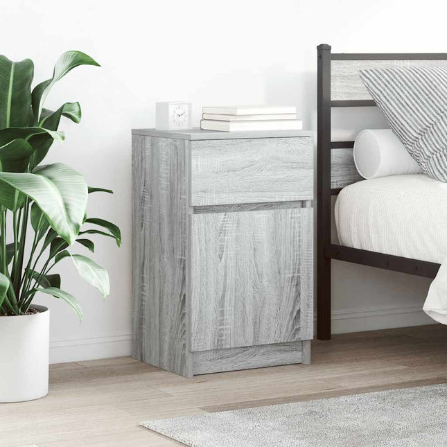 Comodino Grigio Sonoma 39x35x65 cm in Legno Multistrato