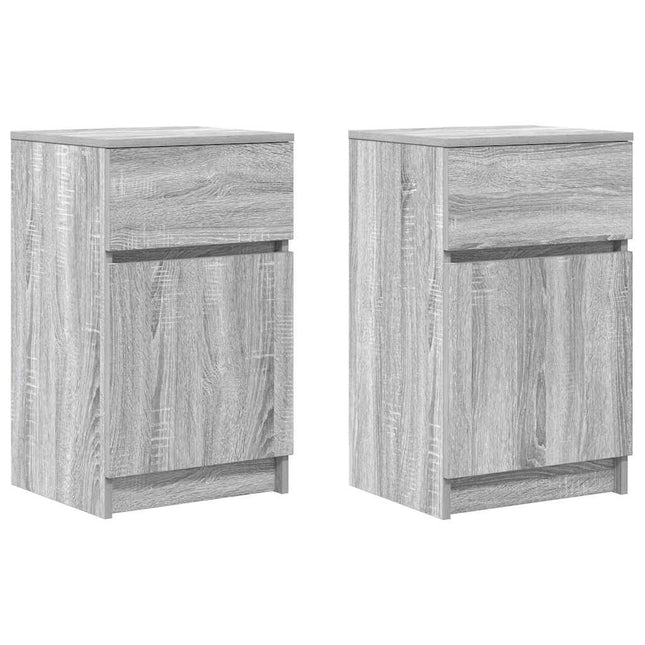 Comodini 2 pz Grigio Sonoma 39x35x65 cm in Legno Multistrato