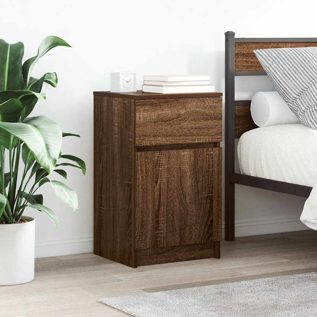 Comodini 2pz Rovere Marrone 39x35x65 cm in Legno Multistrato