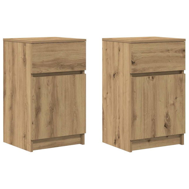 Comodini 2pz Rovere Artigianale 39x35x65cm in Legno Multistrato