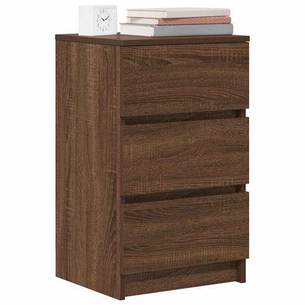 Comodini con 3 Cassetti 2 pz Rovere Marrone 39x35x65 cm