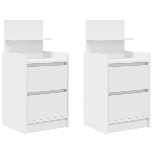 Comodini con 2 Cassetti 2 pz Bianco 38x34x80 cm