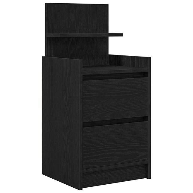 Comodino con 2 Cassetti Nero 38x34x80 cm